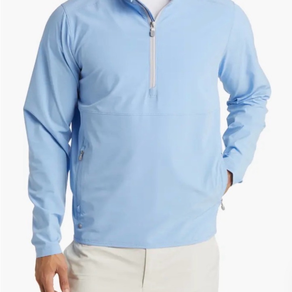 Peter Millar Men's Blue Quarter-Zip Jacket Performance Flex Golf Athleisure